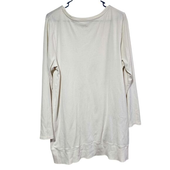 J. Jill Perfect Pima V-neck Tunic Women's Sz XL Irovy Neutral Minimalist Casual - Picture 2 of 5